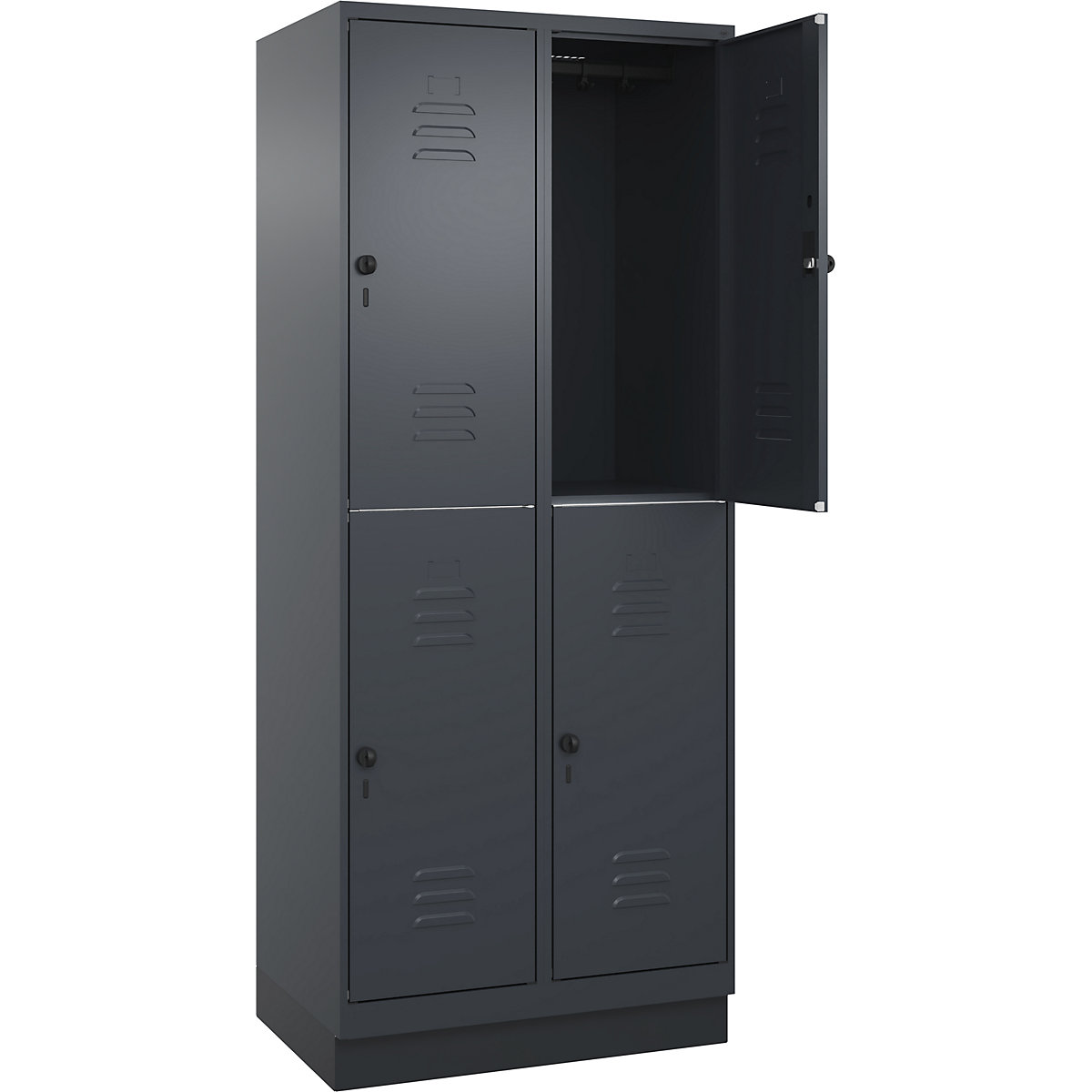 Armadietto a due piani Classic PLUS – C+P, 2 scomparti, grigio, alt. x largh. 1950 x 800 mm, con zoccolino, serratura girevole-0