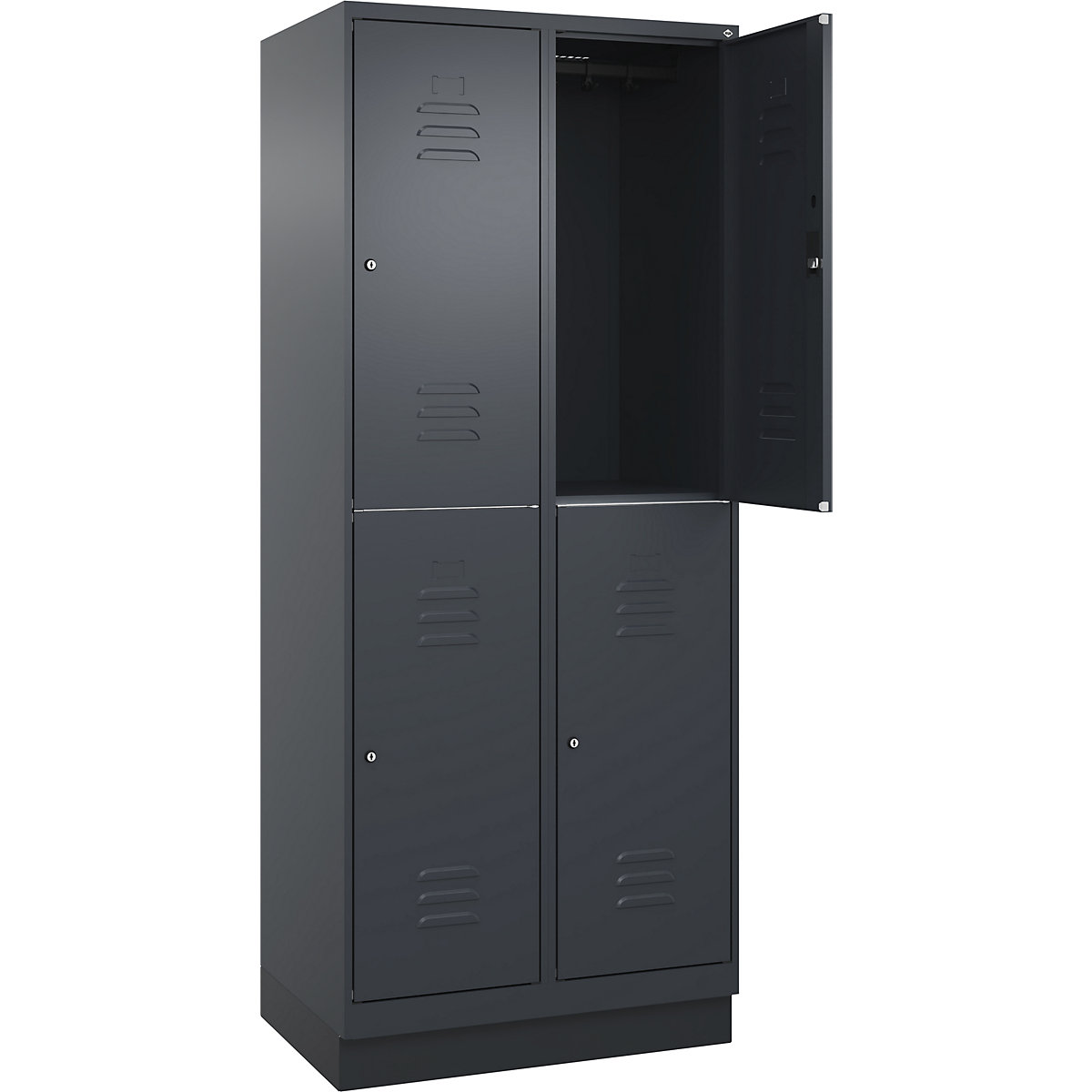 Armadietto a due piani Classic PLUS – C+P, 2 scomparti, grigio, alt. x largh. 1950 x 800 mm, con zoccolino, serratura a cilindro-0