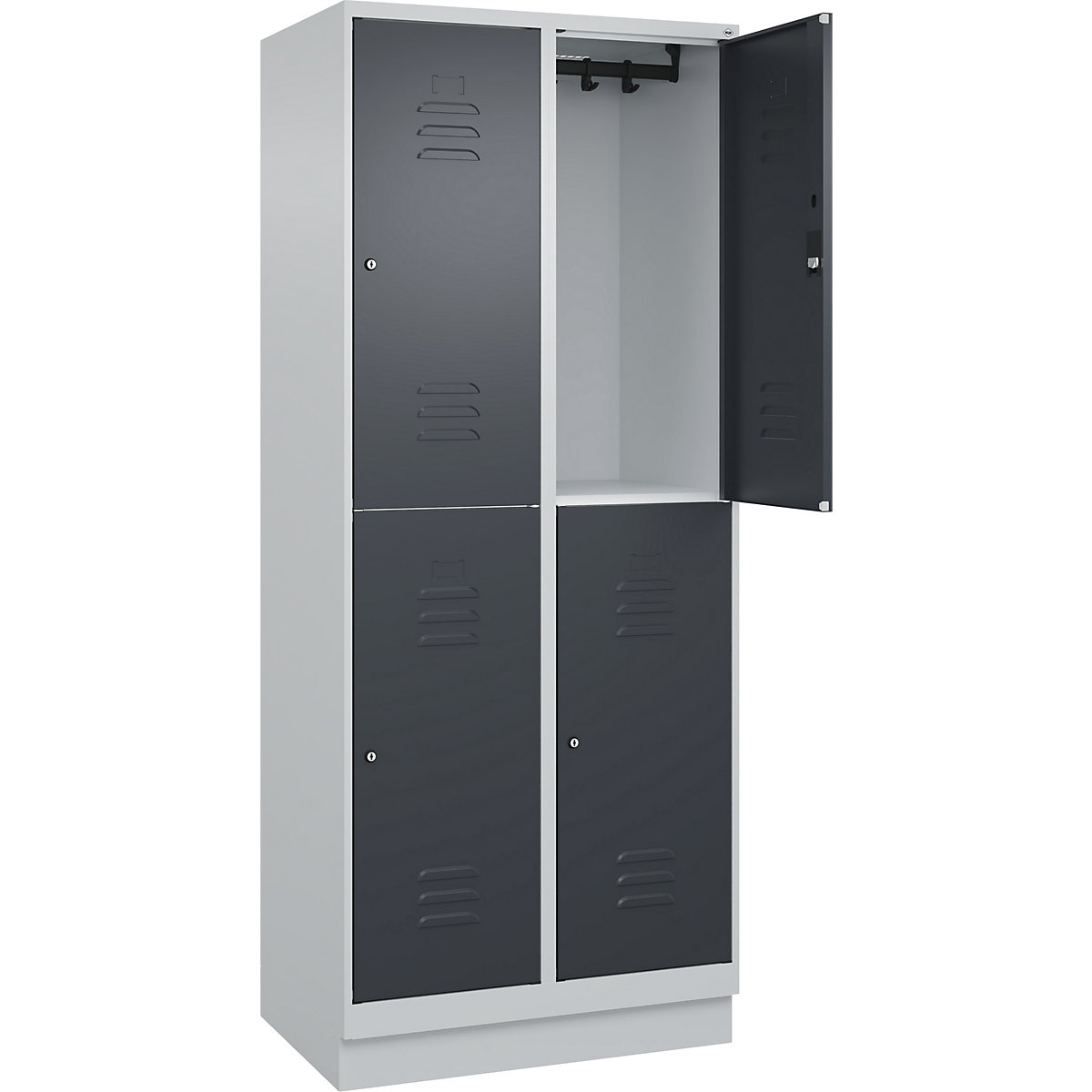 Armadietto a due piani Classic PLUS – C+P, 2 scomparti, grigio chiaro / grigio, alt. x largh. 1950 x 800 mm, con zoccolino, serratura a cilindro-0