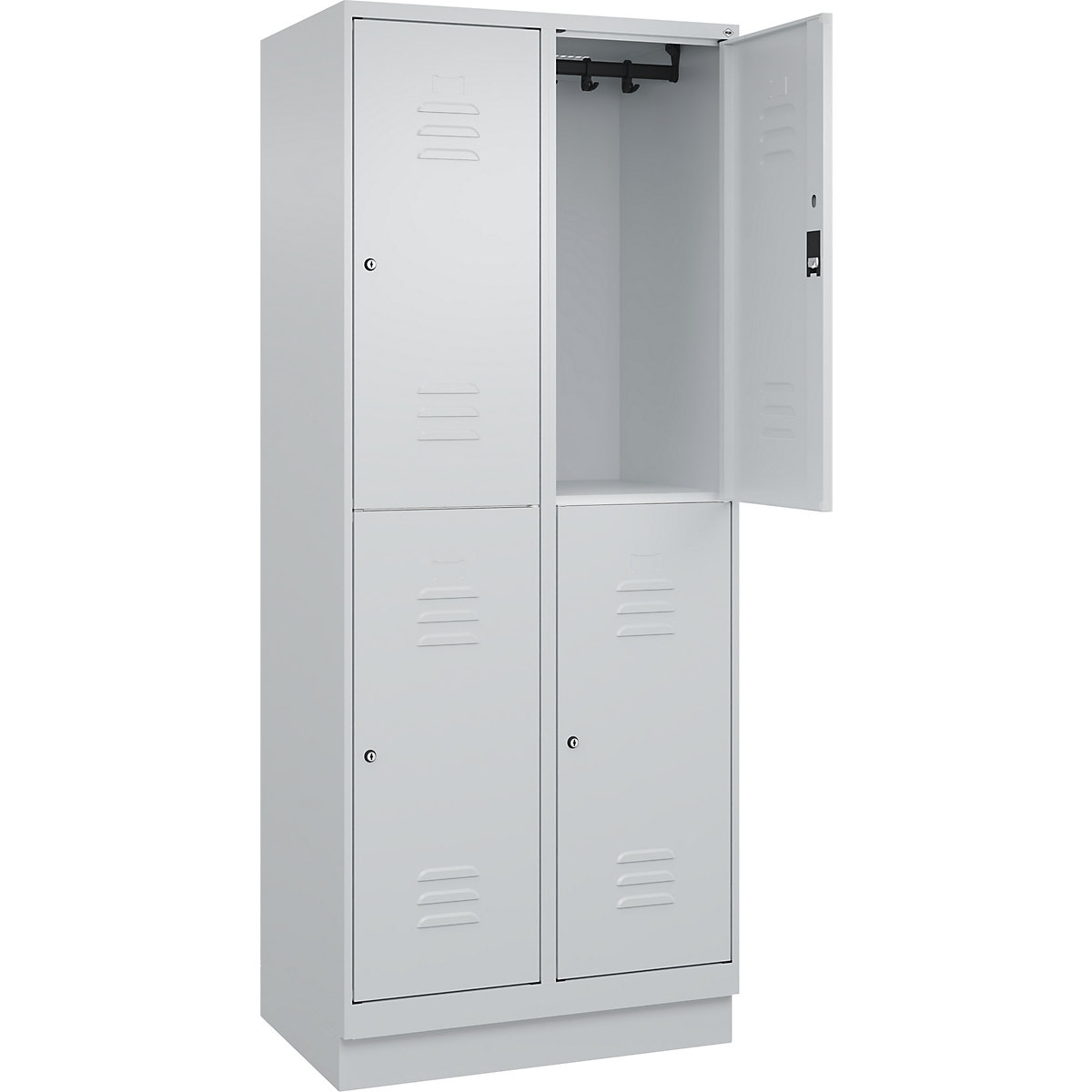 Armadietto a due piani Classic PLUS – C+P, 2 scomparti, grigio chiaro, alt. x largh. 1950 x 800 mm, con zoccolino, serratura a cilindro-0