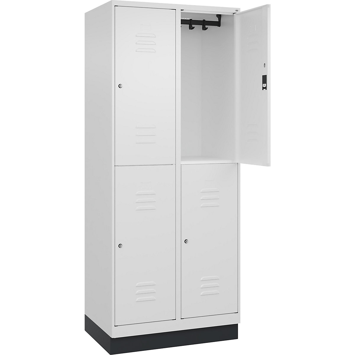 Armadietto a due piani Classic PLUS – C+P, 2 scomparti, bianco traffico, alt. x largh. 1950 x 800 mm, con zoccolino, serratura a cilindro-0