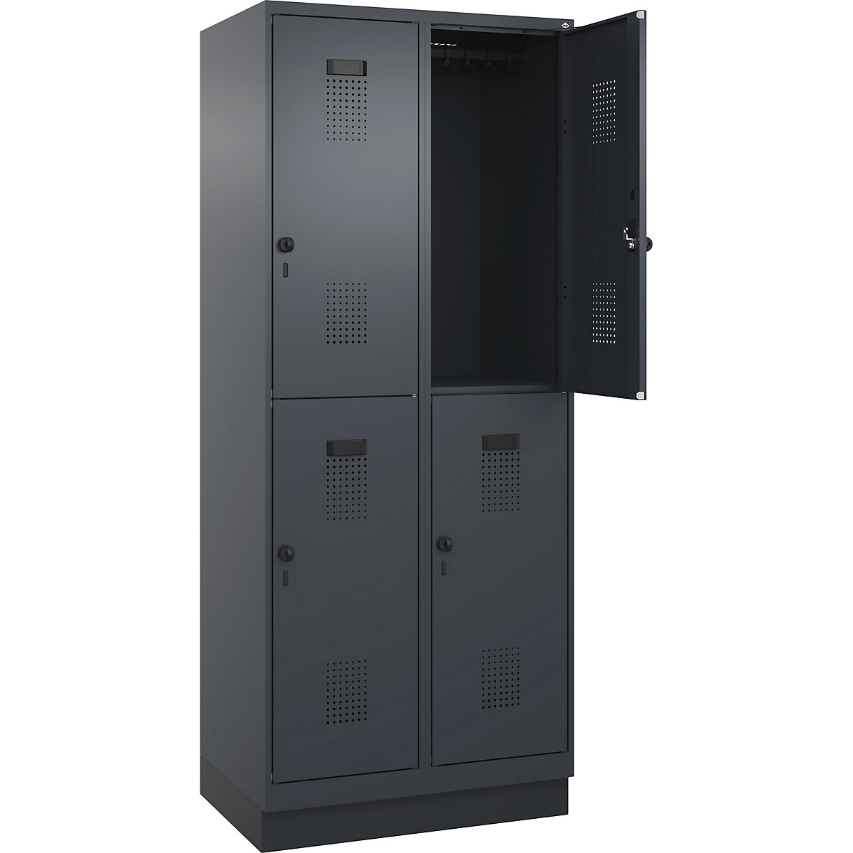 Armadietto a due piani Evolo PLUS – C+P, 2 scomparti, grigio, largh. 800 mm, con zoccolino, serratura girevole-0