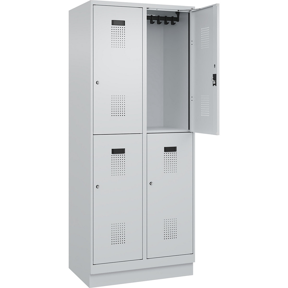 Armadietto a due piani Evolo PLUS – C+P, 2 scomparti, grigio chiaro, largh. 800 mm, con zoccolino, serratura a cilindro-0