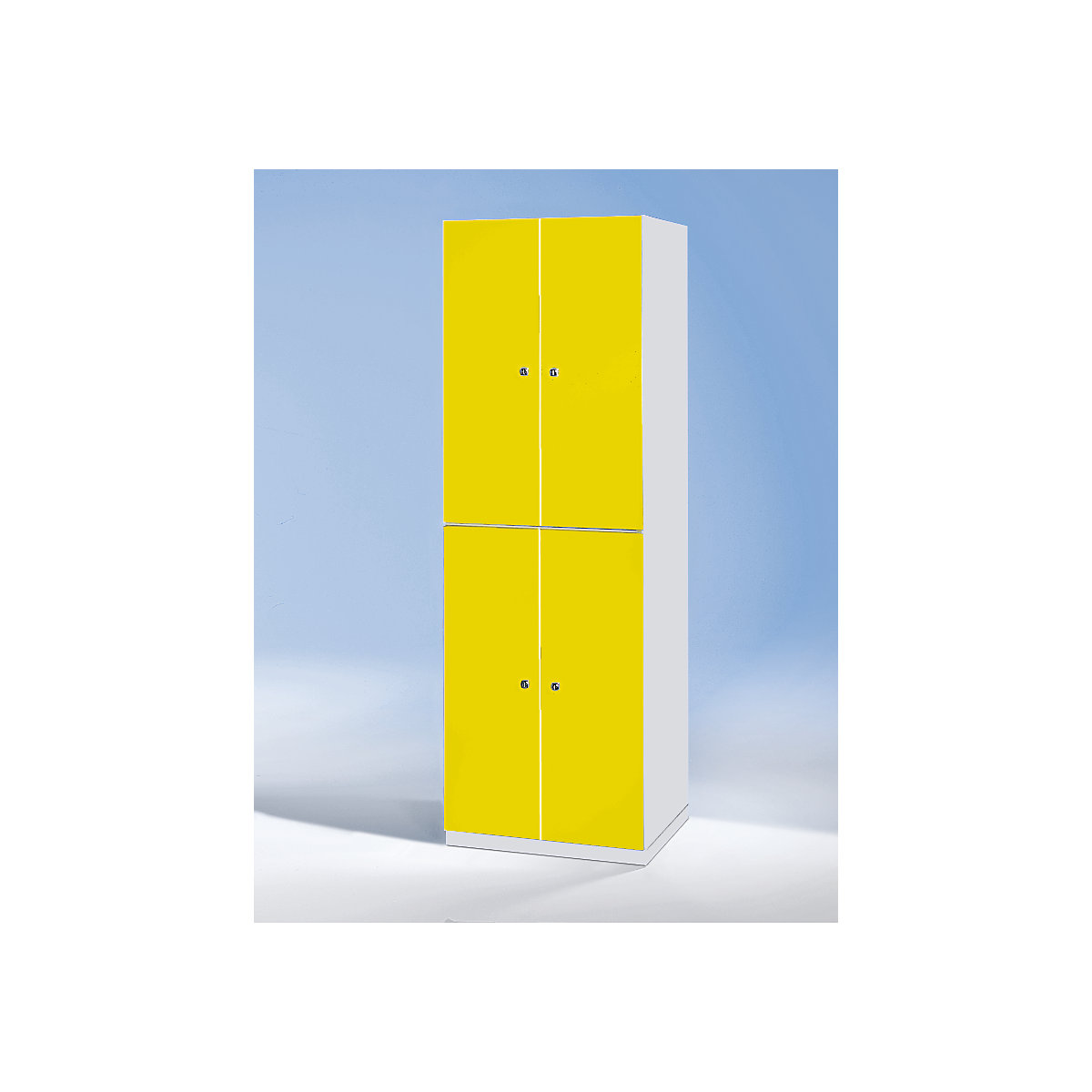 Armadietto a due piani Frankfurt – Wolf, 2 scomparti, grigio chiaro / giallo zinco-1