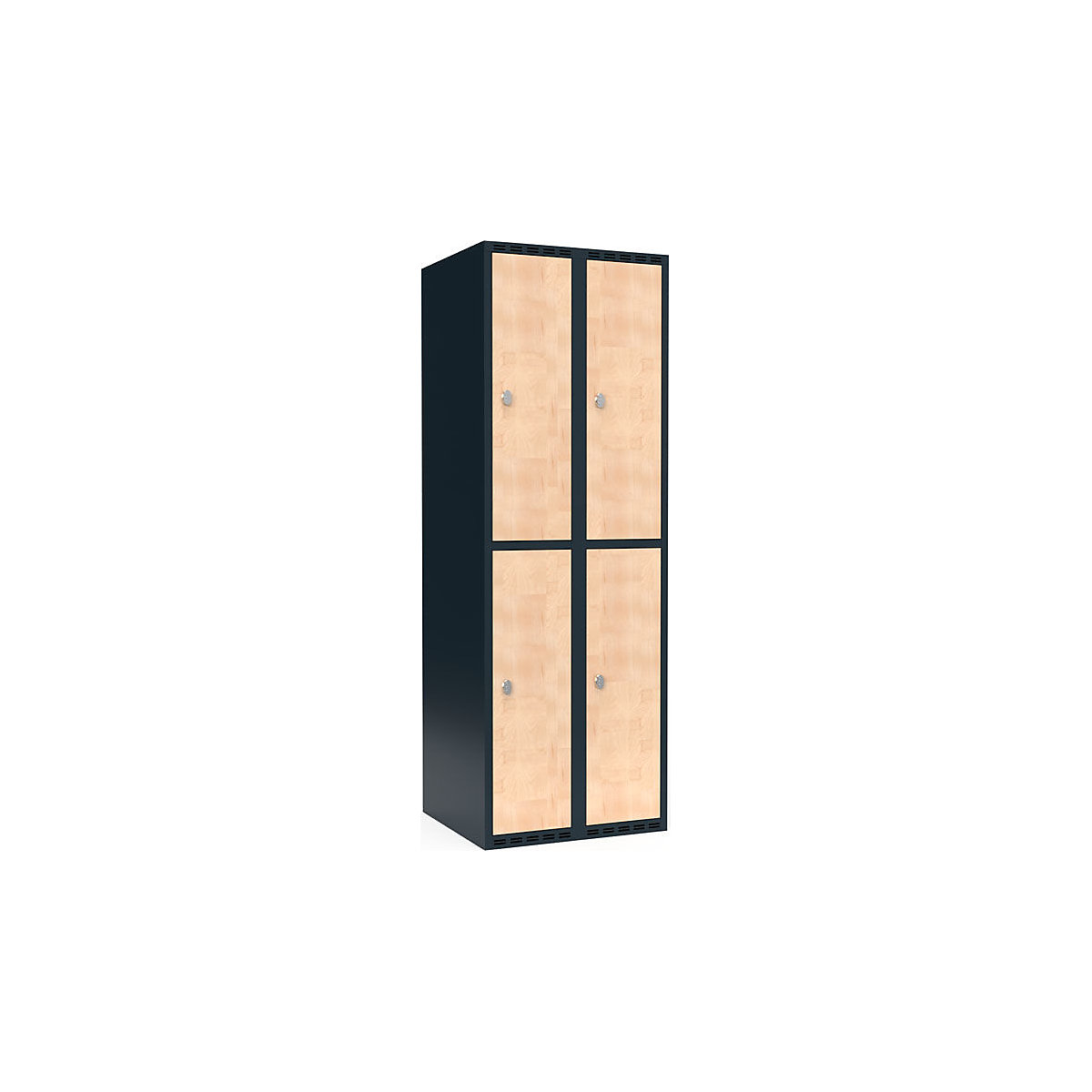 Armadietto a due piani Fydor, 2 scomparti, grigio / betulla, largh. 600 mm, 2 scomparti, tetto piatto, lucchetto-0