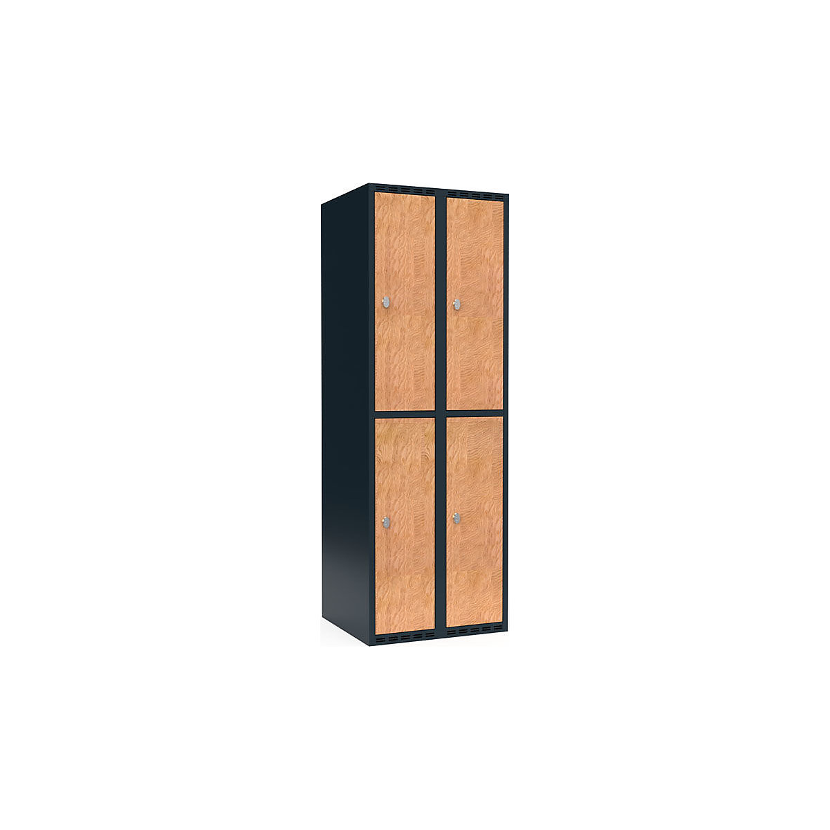 Armadietto a due piani Fydor, 2 scomparti, grigio / quercia, largh. 600 mm, 2 scomparti, tetto piano, lucchetto-0