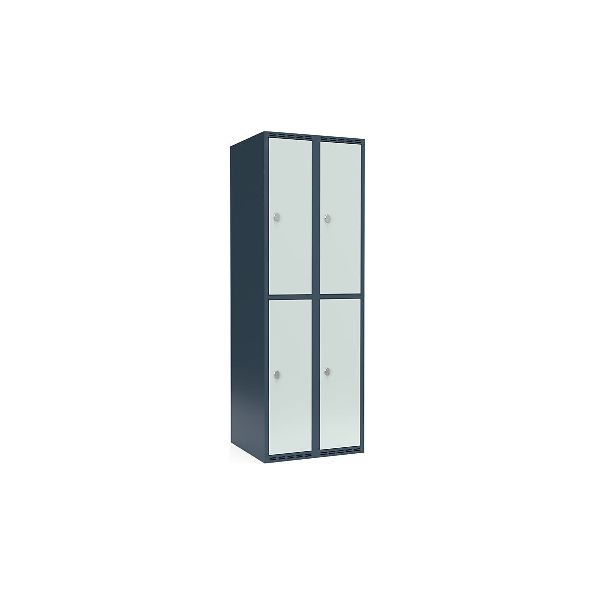 Armadietto a due piani Fydor, 2 scomparti, grigio-azzurro / grigio chiaro, largh. 600 mm, 2 scomparti, tetto piatto, lucchetto-0