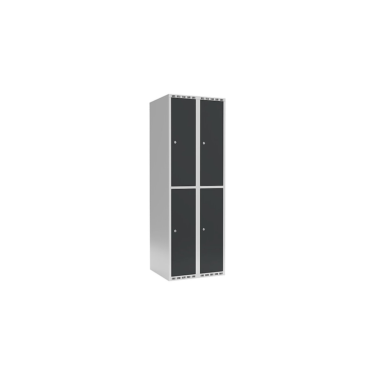 Armadietto a due piani Fydor, 2 scomparti, grigio chiaro / grigio, largh. 600 mm, 2 scomparti, tetto piatto, serratura a cilindro-0