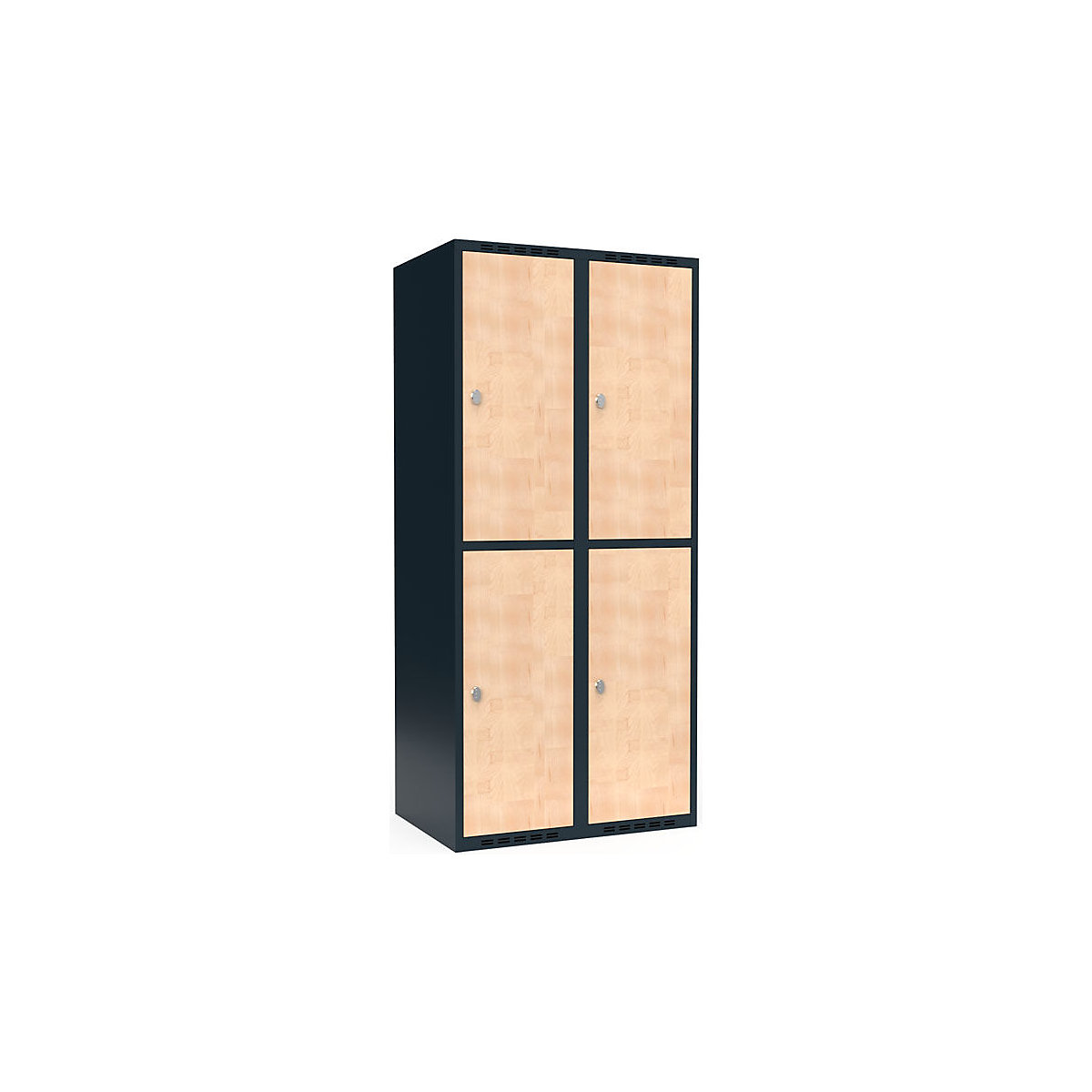 Armadietto a due piani Fydor, 2 scomparti, grigio / betulla, largh. 800 mm, 2 scomparti, tetto piatto, lucchetto-0