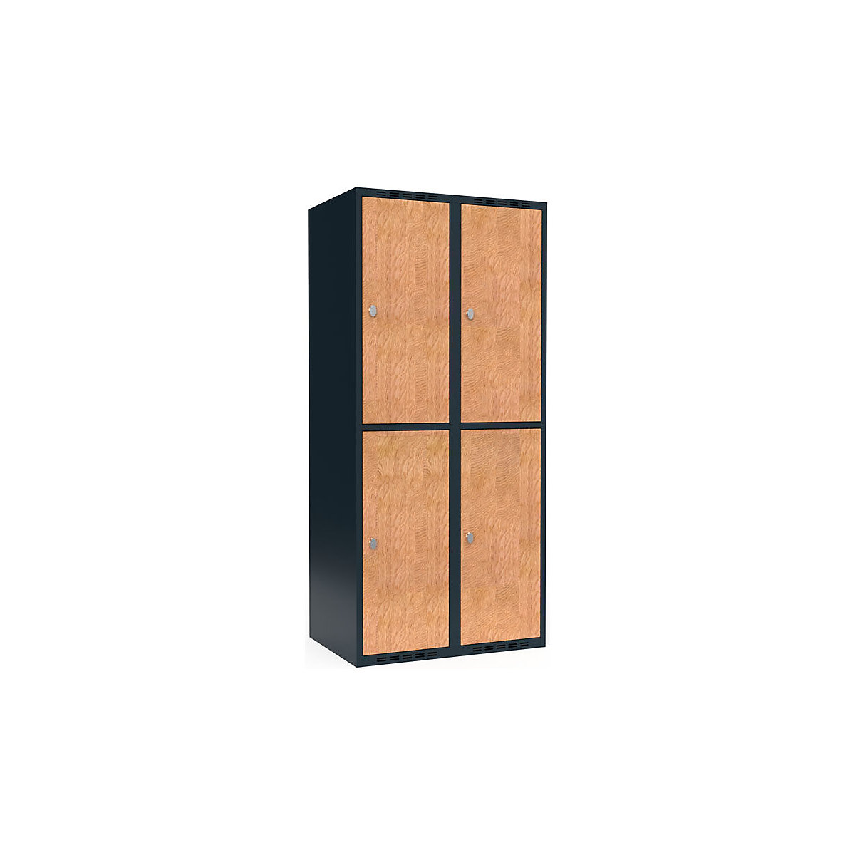 Armadietto a due piani Fydor, 2 scomparti, grigio / quercia, largh. 800 mm, 2 scomparti, tetto piano, lucchetto-0
