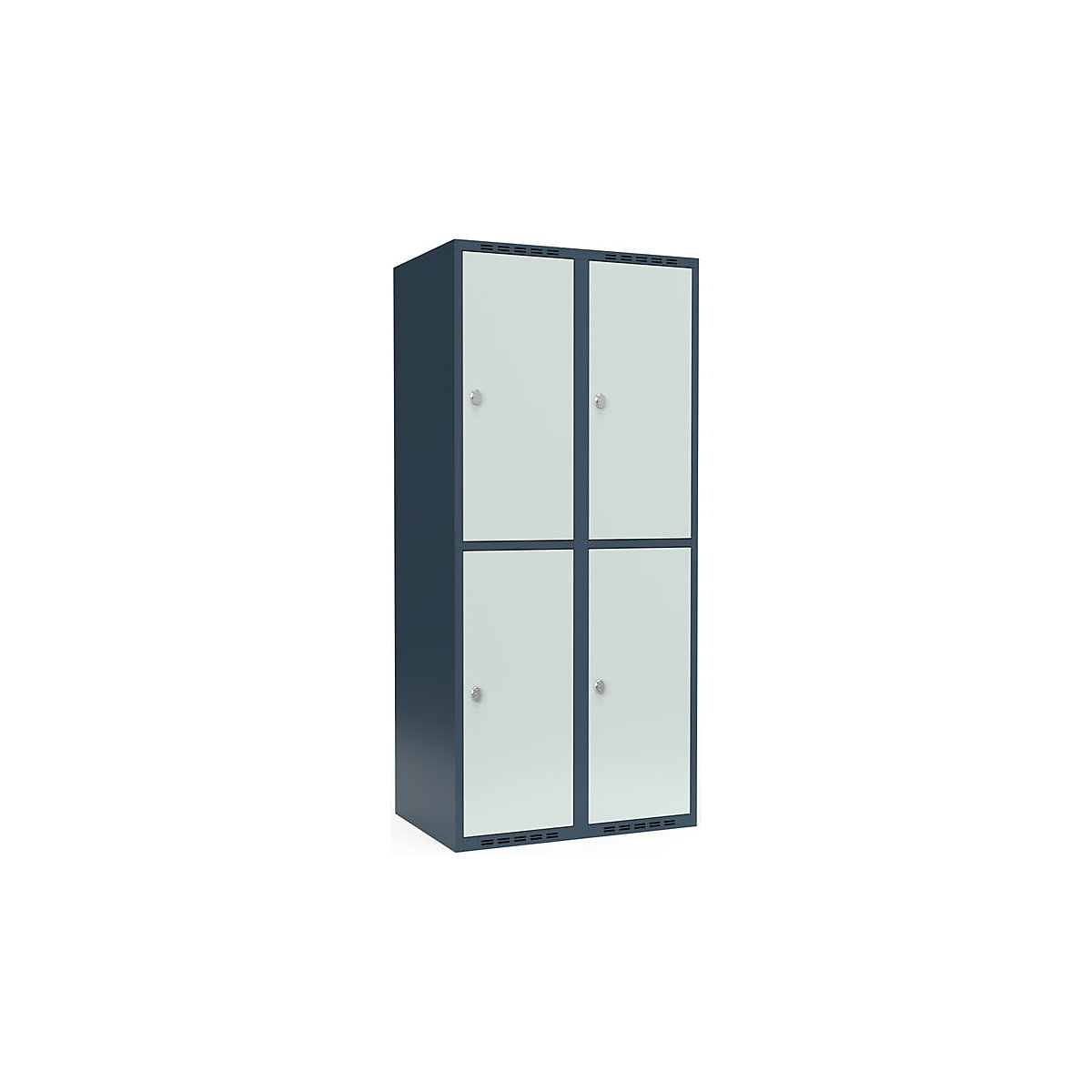 Armadietto a due piani Fydor, 2 scomparti, grigio-azzurro / grigio chiaro, largh. 800 mm, 2 scomparti, tetto piatto, lucchetto-0