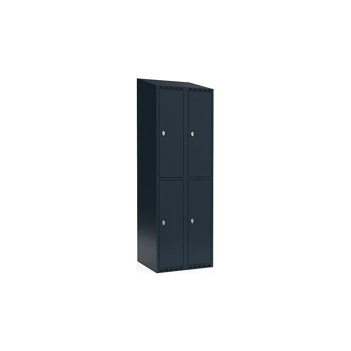 Armadietto a due piani Fydor, 2 scomparti, grigio, largh. 600 mm, 2 scomparti, tetto inclinato, lucchetto-0
