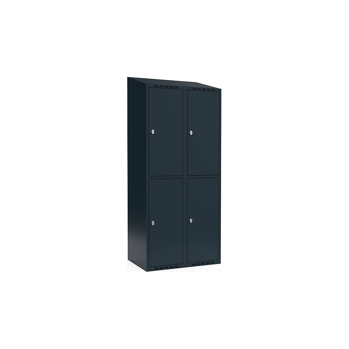 Armadietto a due piani Fydor, 2 scomparti, grigio, largh. 800 mm, 2 scomparti, tetto inclinato, lucchetto-0