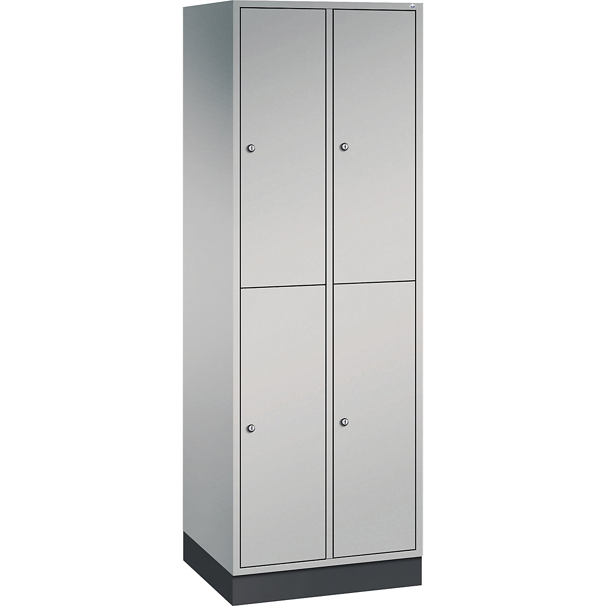 Armadietto a due piani Intro – C+P, 2 scomparti, alluminio brillante, largh. x prof. 620 x 500 mm-0