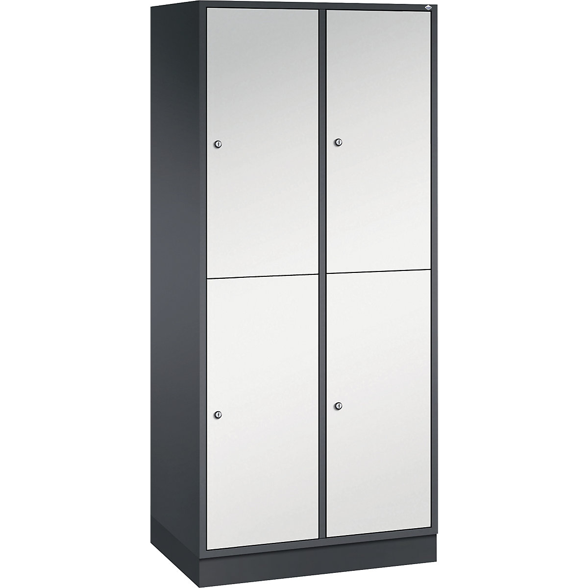 Armadietto a due piani Intro – C+P, 2 scomparti, grigio nerastro / grigio chiaro, largh. x prof. 820 x 500 mm-0