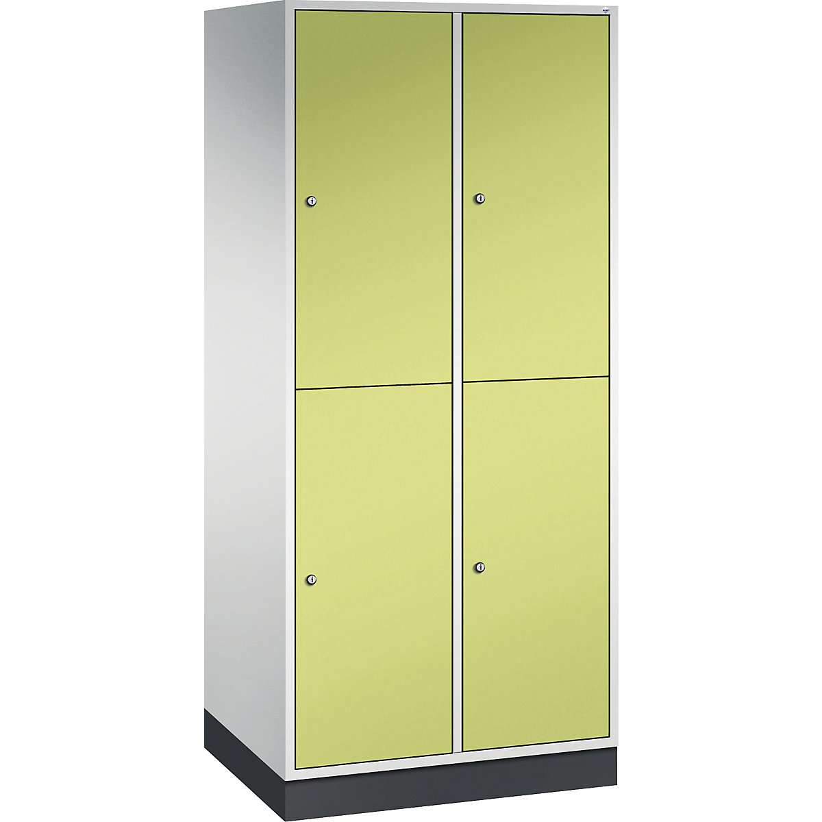 Armadietto a due piani Intro – C+P, 2 scomparti, grigio chiaro / verdino, largh. x prof. 820 x 600 mm-0