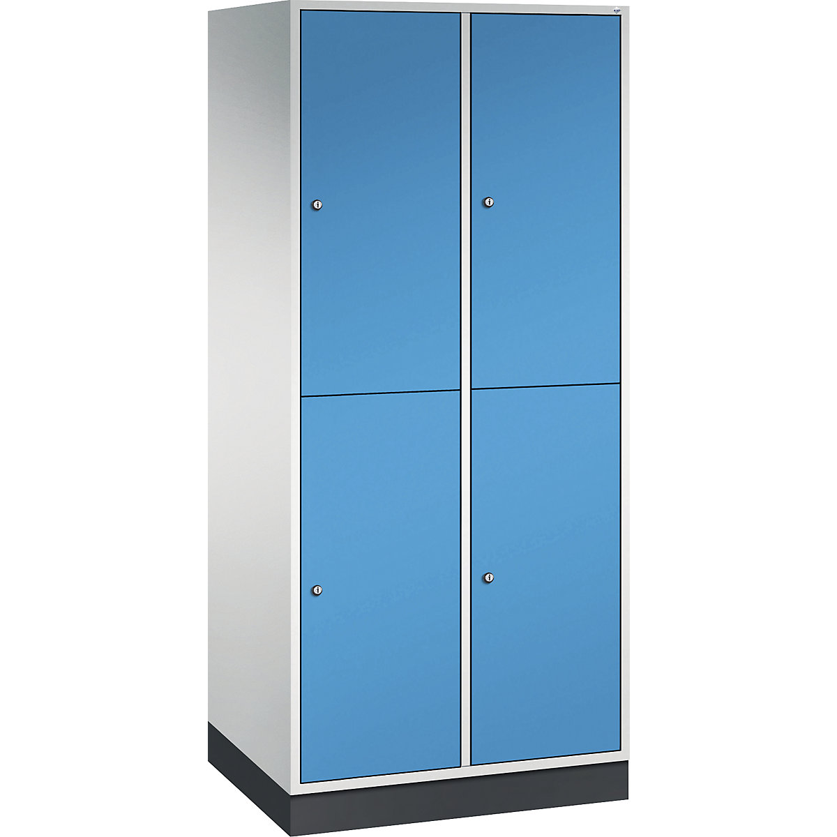Armadietto a due piani Intro – C+P, 2 scomparti, grigio chiaro / blu chiaro, largh. x prof. 820 x 600 mm-0