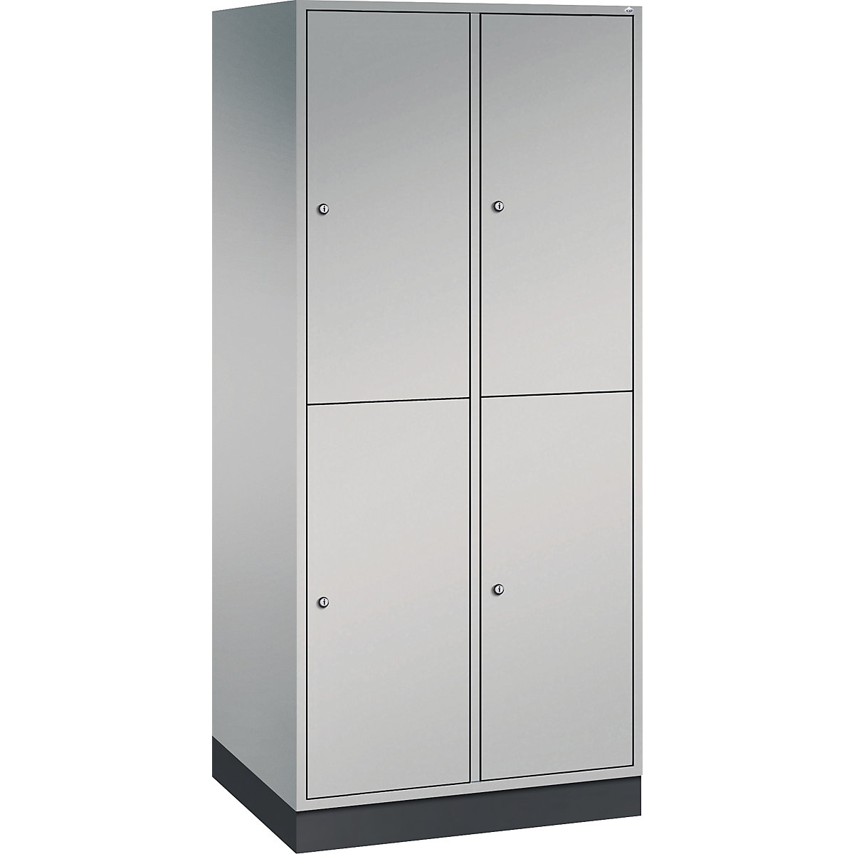 Armadietto a due piani Intro – C+P, 2 scomparti, alluminio brillante, largh. x prof. 820 x 600 mm-0