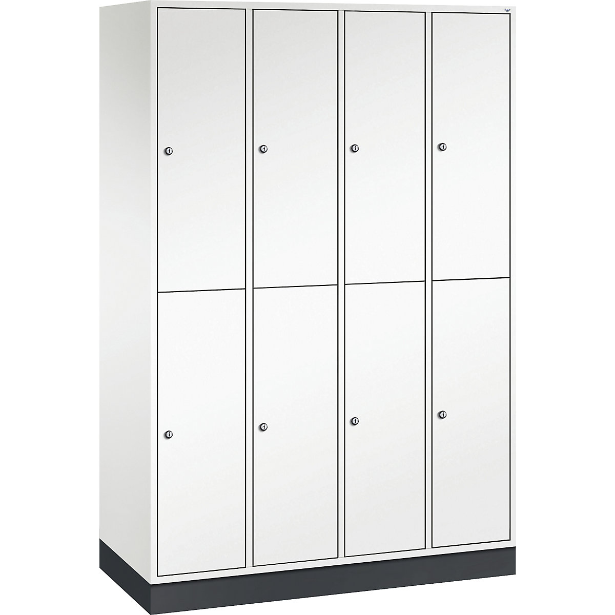 Armadietto a due piani Intro – C+P, 4 scomparti, bianco puro, largh. x prof. 1220 x 500 mm-0