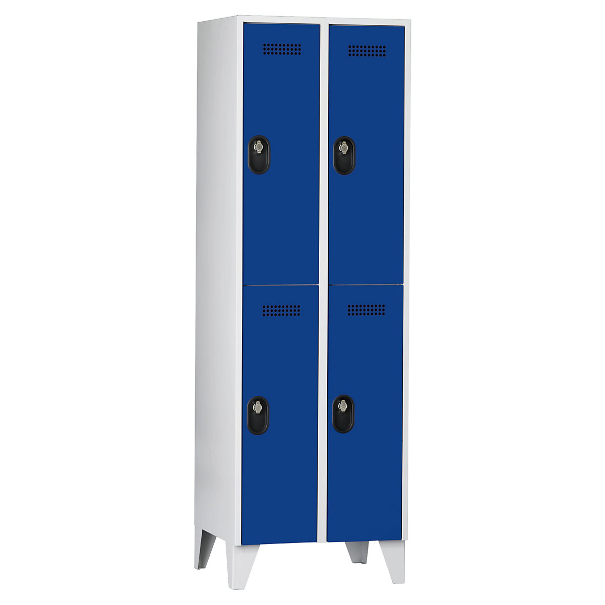 Armadietto a due piani Köln – Wolf, 2 scomparti, grigio chiaro / blu genziana, 600 mm-0