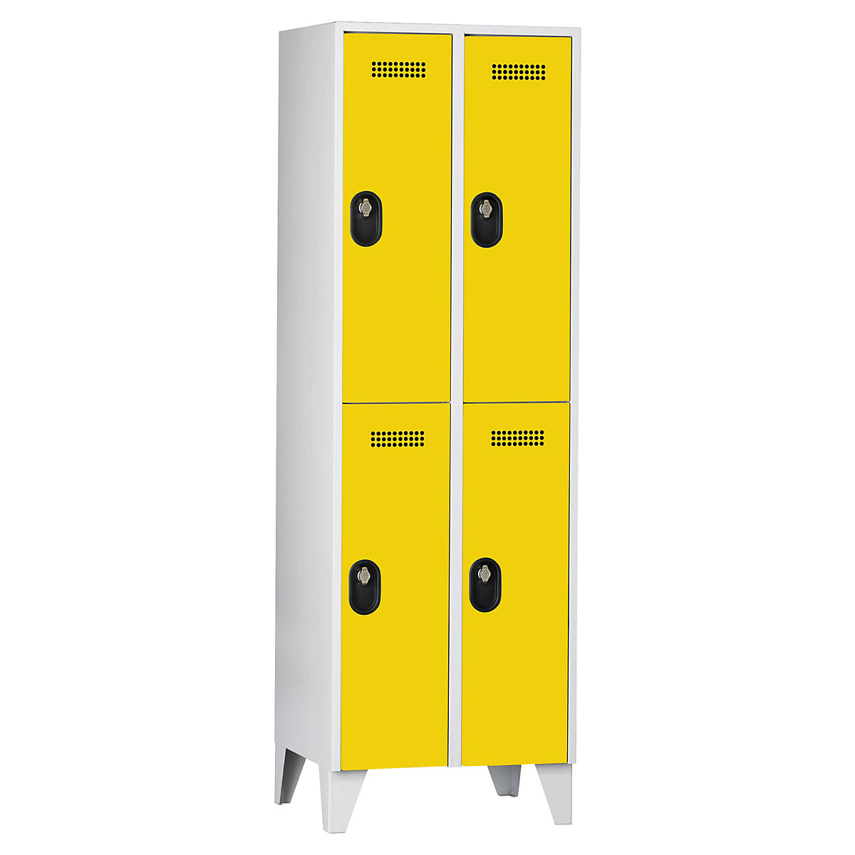 Armadietto a due piani Köln – Wolf, 2 scomparti, grigio chiaro / giallo zinco, 600 mm-0