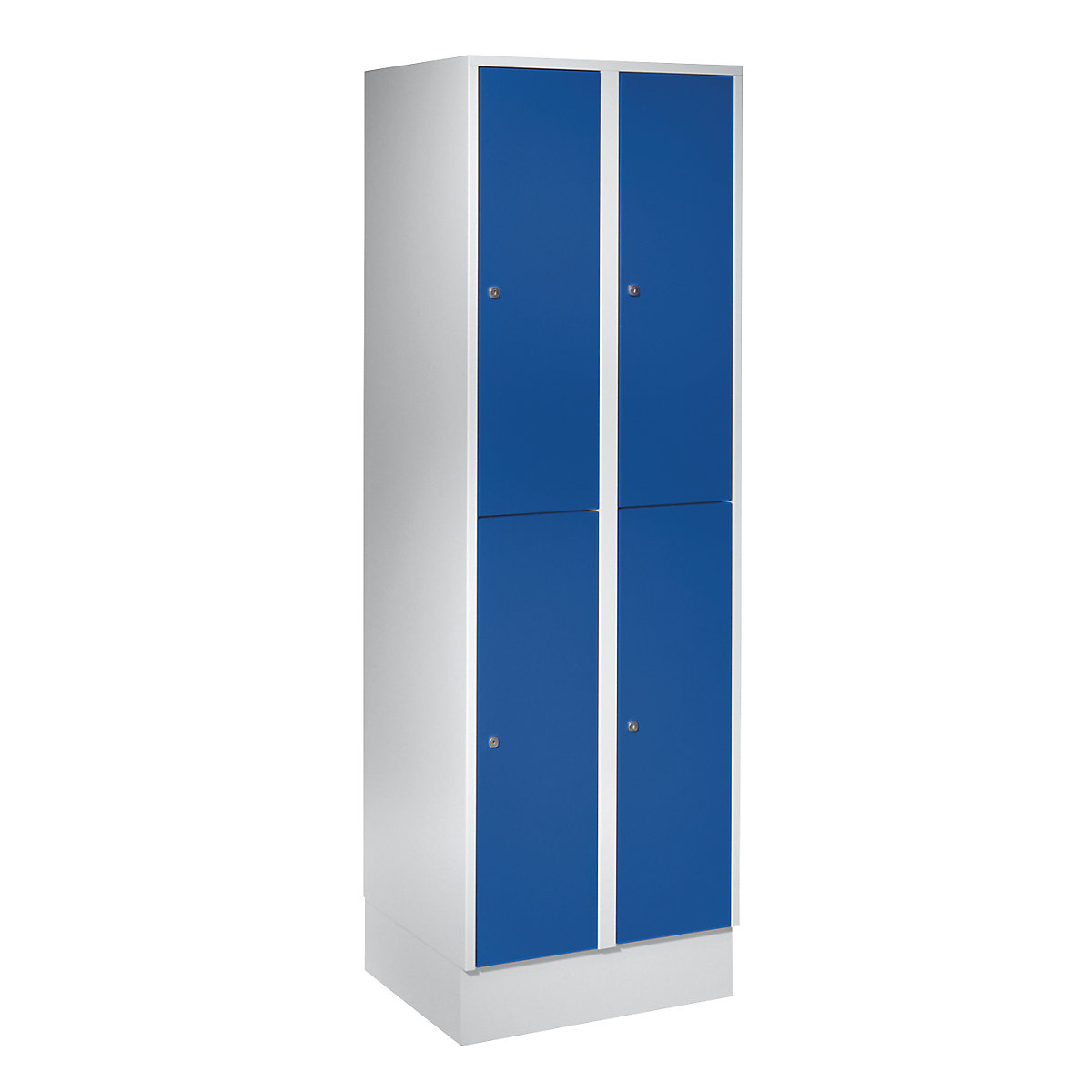 Armadietto a due piani München – Wolf, 2 scomparti, grigio chiaro / blu genziana, con zoccolino-0