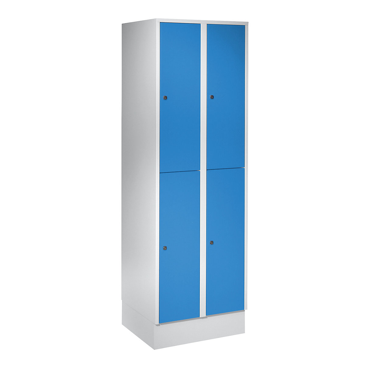 Armadietto a due piani München – Wolf, 2 scomparti, grigio chiaro / blu chiaro, con zoccolino-0