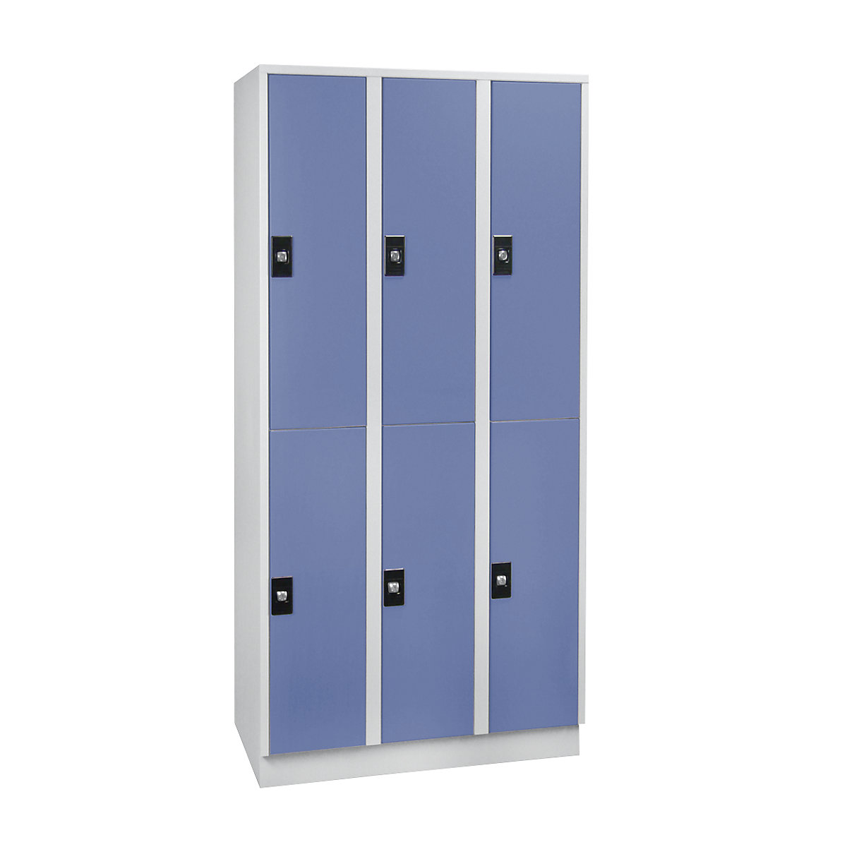 Armadietto a due piani Stuttgart – Wolf, 3 scomparti, grigio chiaro / blu colomba-0