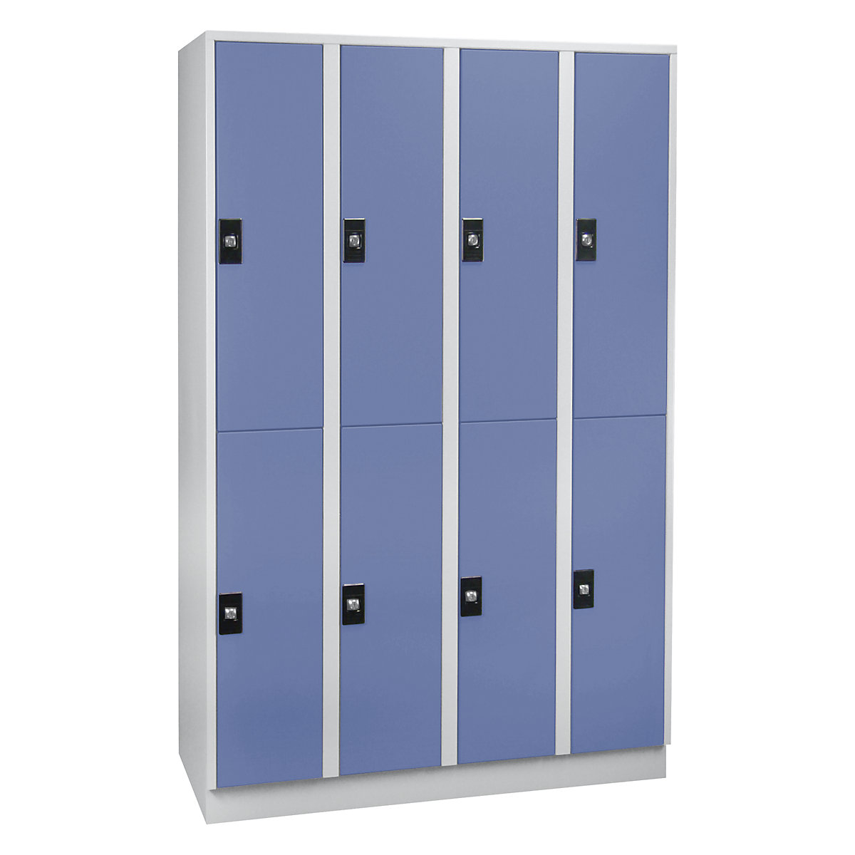 Armadietto a due piani Stuttgart – Wolf, 4 scomparti, grigio chiaro / blu colomba-0