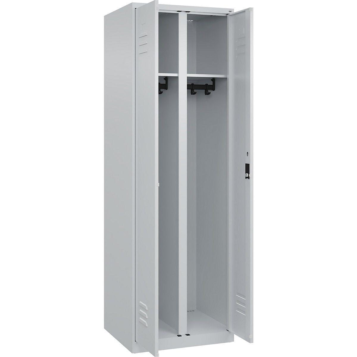 Armadietto sporco/pulito Classic PLUS – C+P, 1 scomparto, grigio chiaro, alt. x largh. 1850 x 600 mm, con piedini a pavimento, serratura a cilindro-0