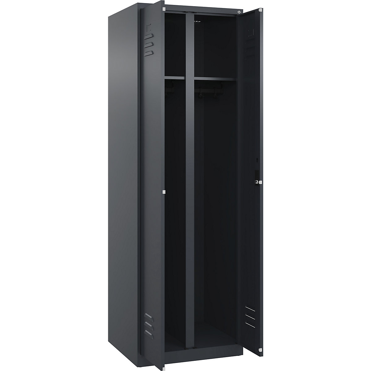 Armadietto sporco/pulito Classic PLUS – C+P, 1 scomparto, grigio, alt. x largh. 1850 x 600 mm, con piedini a pavimento, serratura a cilindro-0