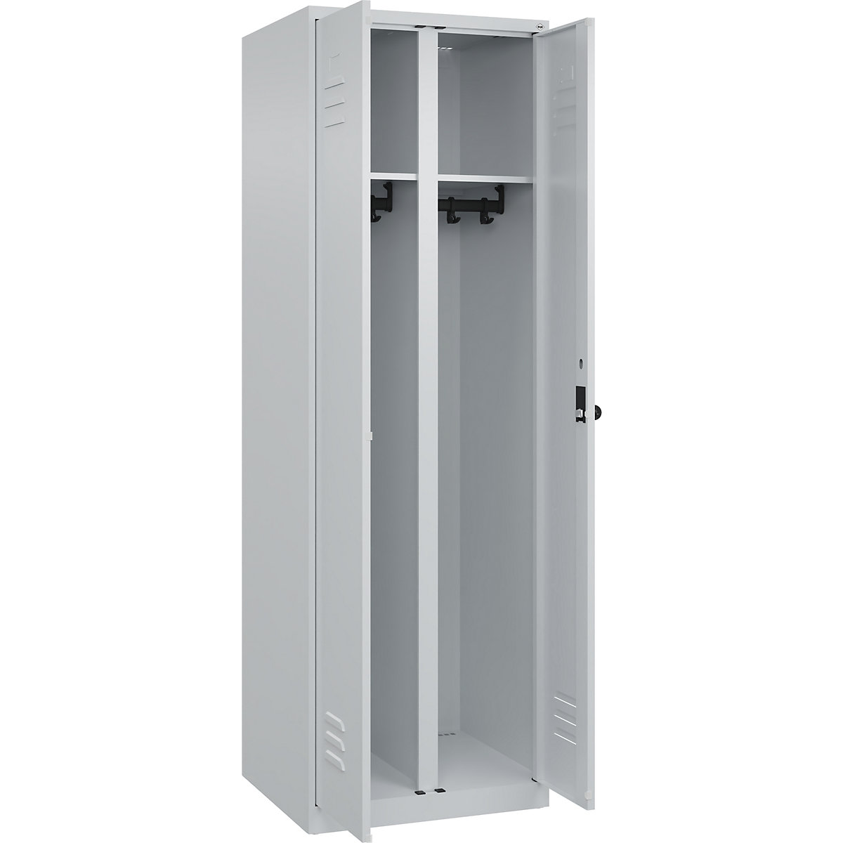 Armadietto sporco/pulito Classic PLUS – C+P, 1 scomparto, grigio chiaro, alt. x largh. 1850 x 600 mm, con piedini a pavimento, serratura girevole-0