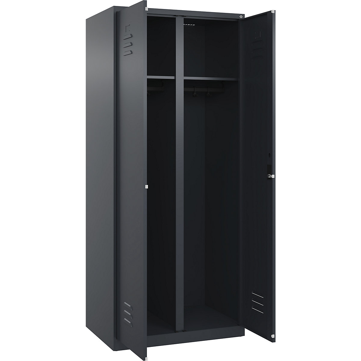 Armadietto sporco/pulito Classic PLUS – C+P, 1 scomparto, grigio, alt. x largh. 1850 x 800 mm, con piedini a pavimento, serratura a cilindro-0