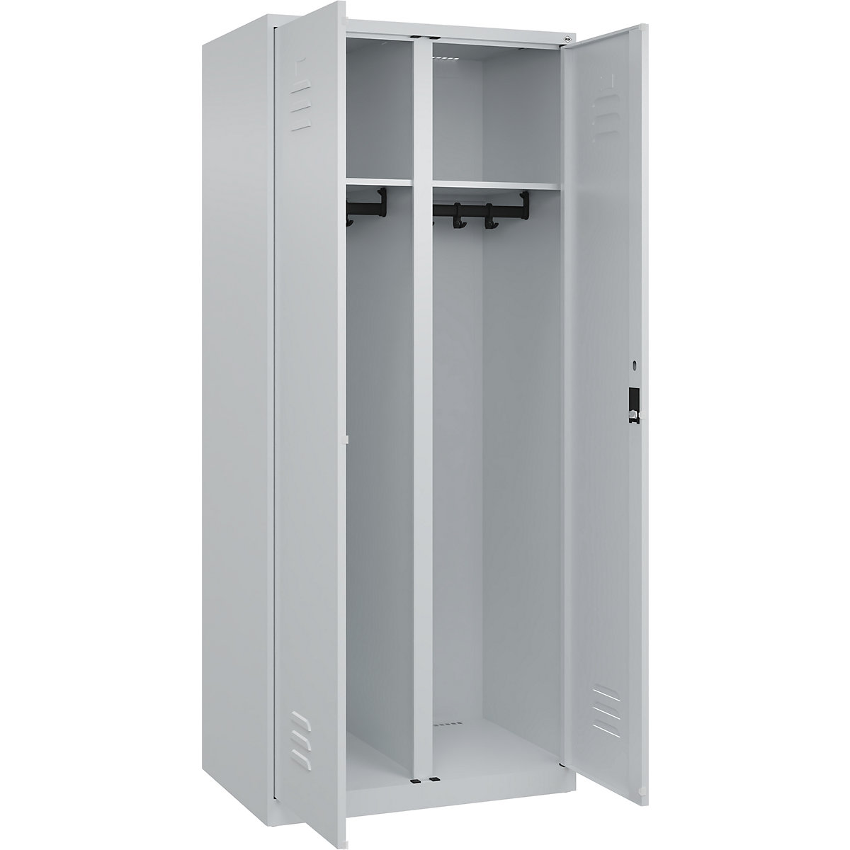 Armadietto sporco/pulito Classic PLUS – C+P, 1 scomparto, grigio chiaro, alt. x largh. 1850 x 800 mm, con piedini a pavimento, serratura a cilindro-0