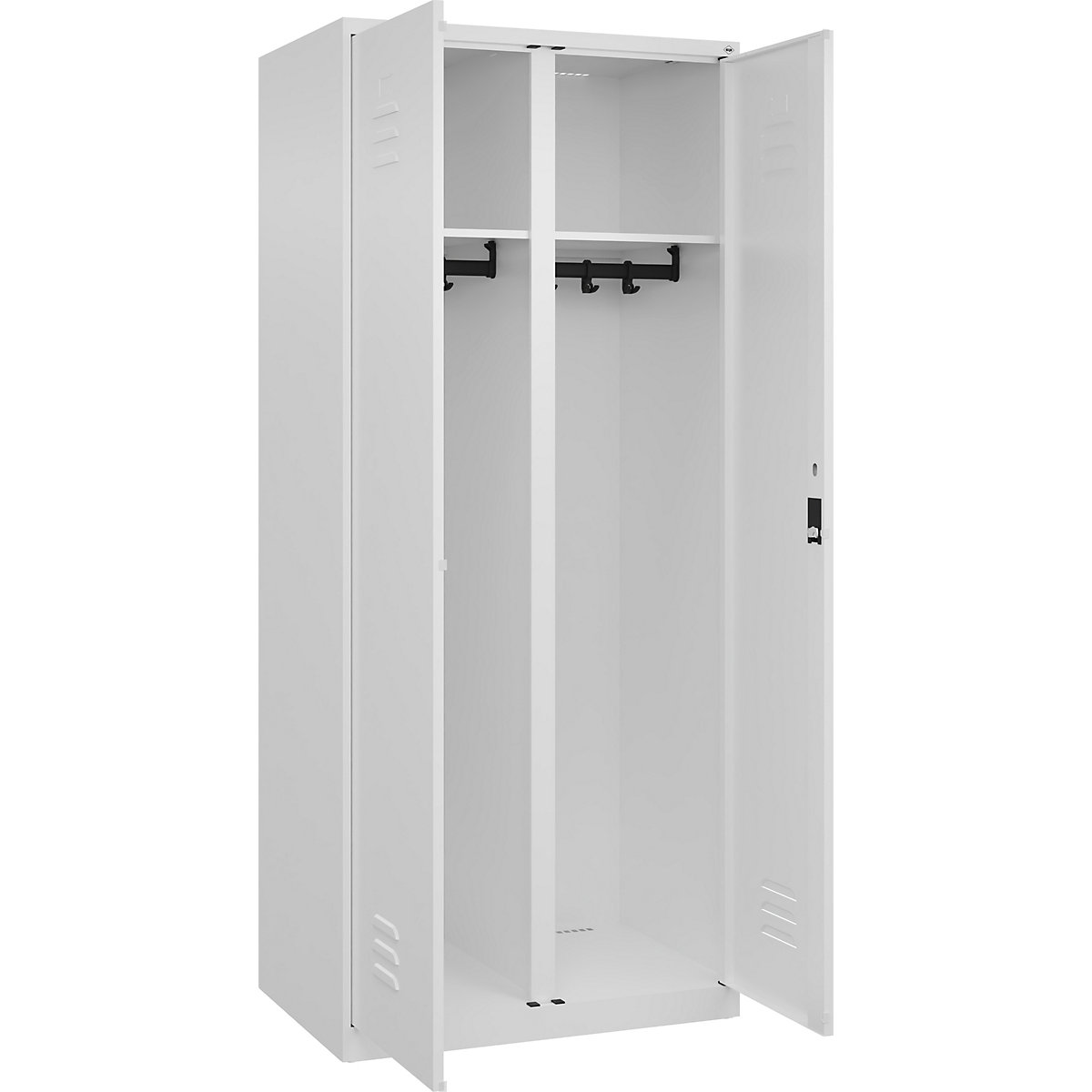 Armadietto sporco/pulito Classic PLUS – C+P, 1 scomparto, bianco traffico, alt. x largh. 1850 x 800 mm, con piedini a pavimento, serratura a cilindro-0