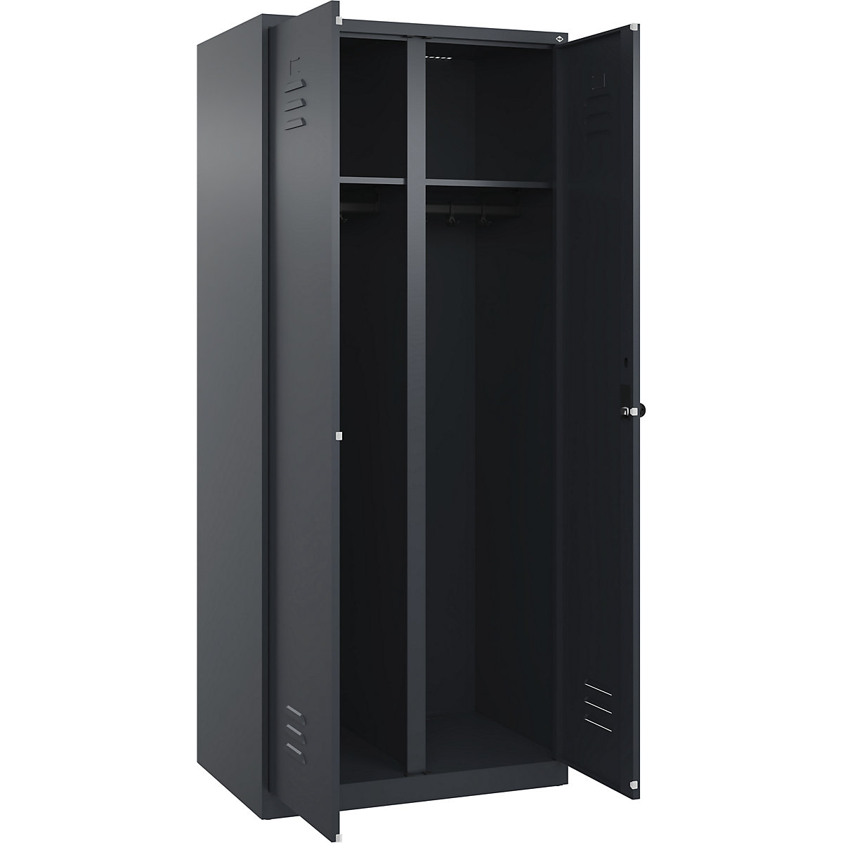 Armadietto sporco/pulito Classic PLUS – C+P, 1 scomparto, grigio, alt. x largh. 1850 x 800 mm, con piedini a pavimento, serratura girevole-0