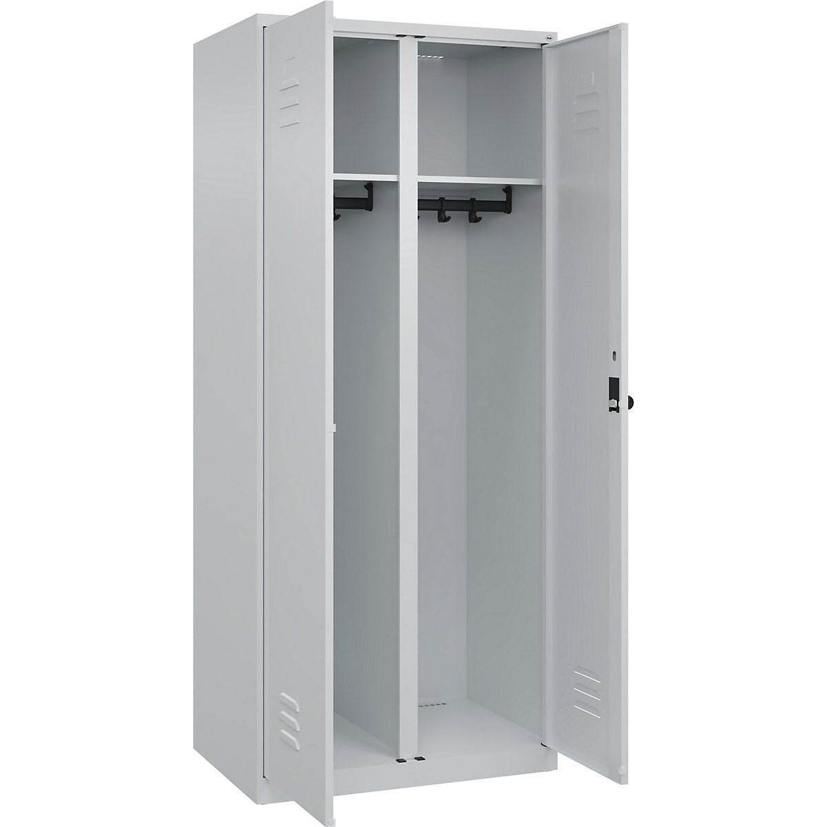 Armadietto sporco/pulito Classic PLUS – C+P, 1 scomparto, grigio chiaro, alt. x largh. 1850 x 800 mm, con piedini a pavimento, serratura girevole-0