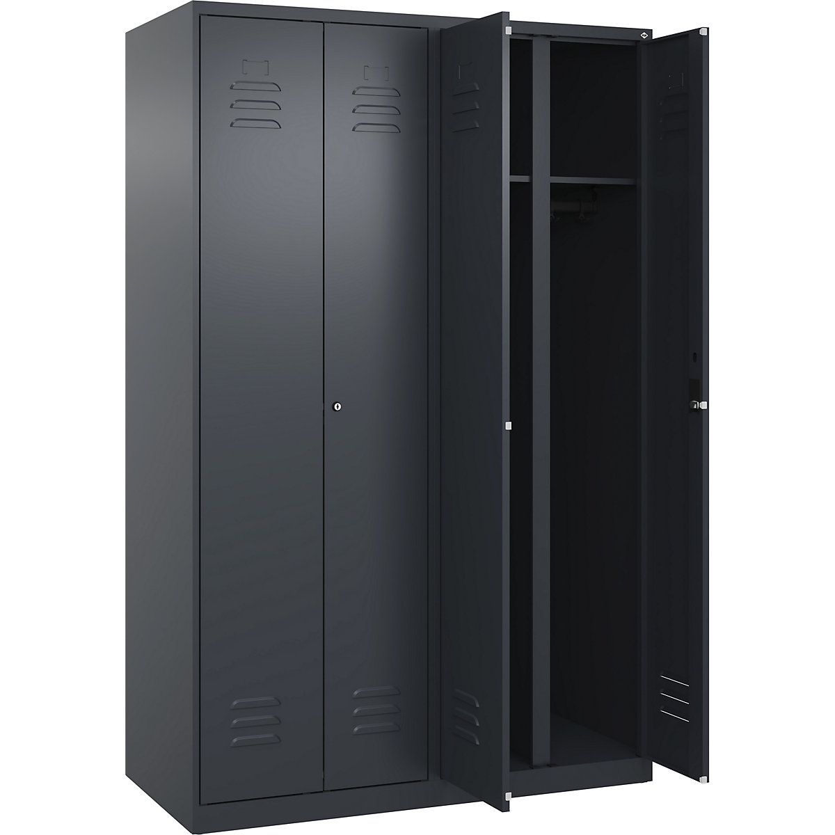 Armadietto sporco/pulito Classic PLUS – C+P, 2 scomparti, grigio, alt. x largh. 1850 x 1200 mm, con piedini a pavimento, serratura a cilindro-0