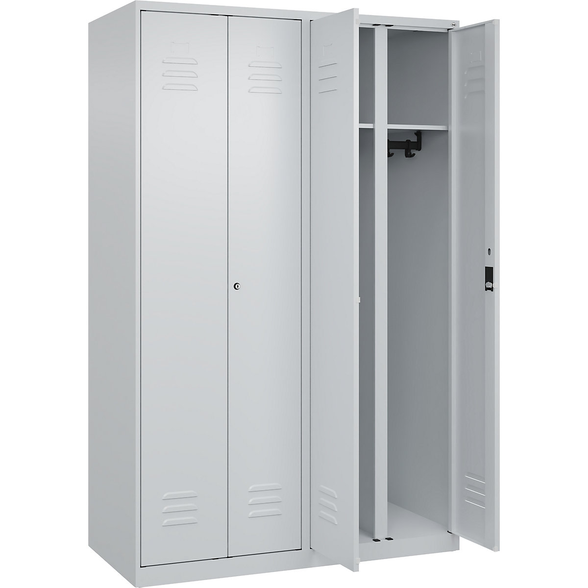 Armadietto sporco/pulito Classic PLUS – C+P, 2 scomparti, grigio chiaro, alt. x largh. 1850 x 1200 mm, con piedini a pavimento, serratura a cilindro-0