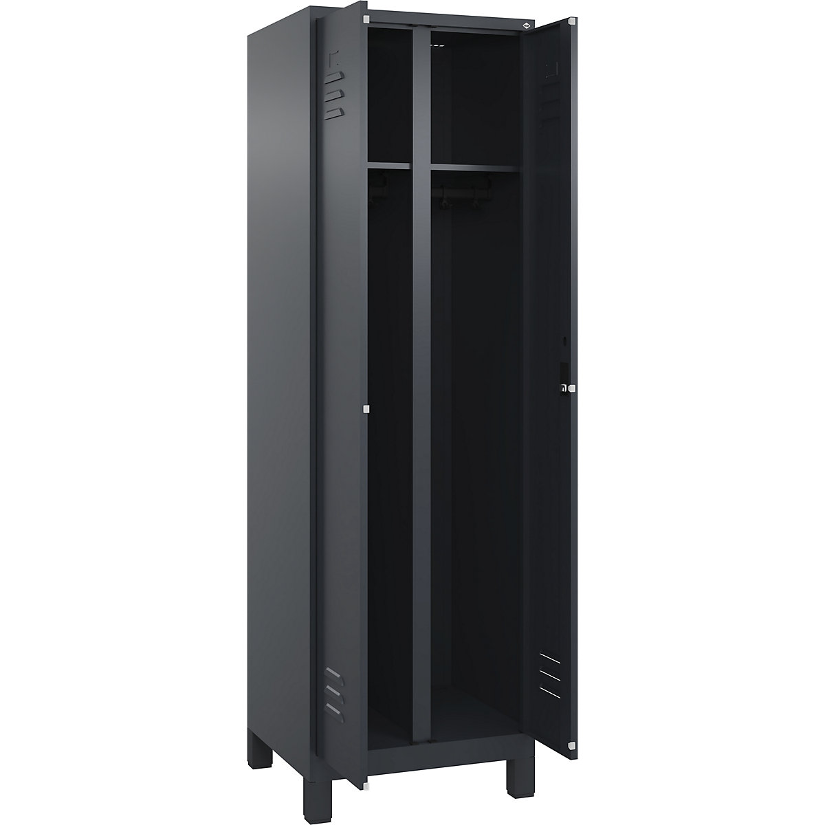 Armadietto sporco/pulito Classic PLUS – C+P, 1 scomparto, grigio, alt. x largh. 1950 x 600 mm, con piedini, serratura a cilindro-0
