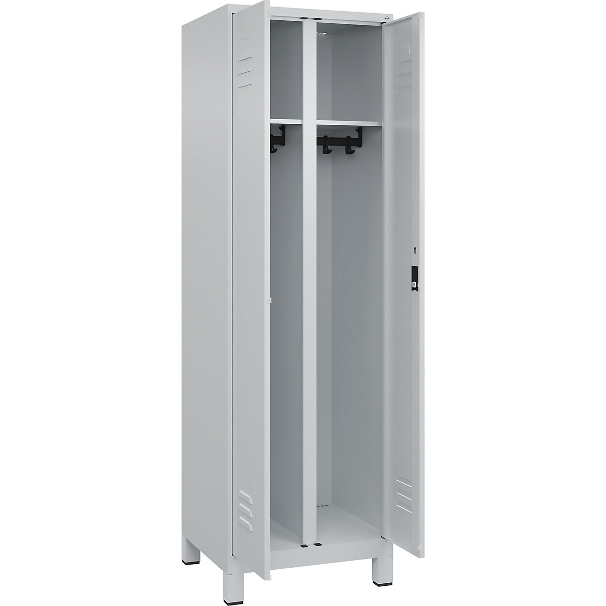 Armadietto sporco/pulito Classic PLUS – C+P, 1 scomparto, grigio chiaro, alt. x largh. 1950 x 600 mm, con piedini, serratura a cilindro-0