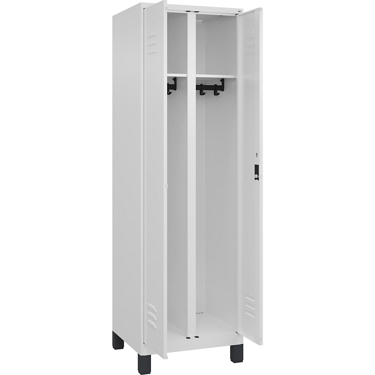 Armadietto sporco/pulito Classic PLUS – C+P, 1 scomparto, bianco traffico, alt. x largh. 1950 x 600 mm, con piedini, serratura a cilindro-0