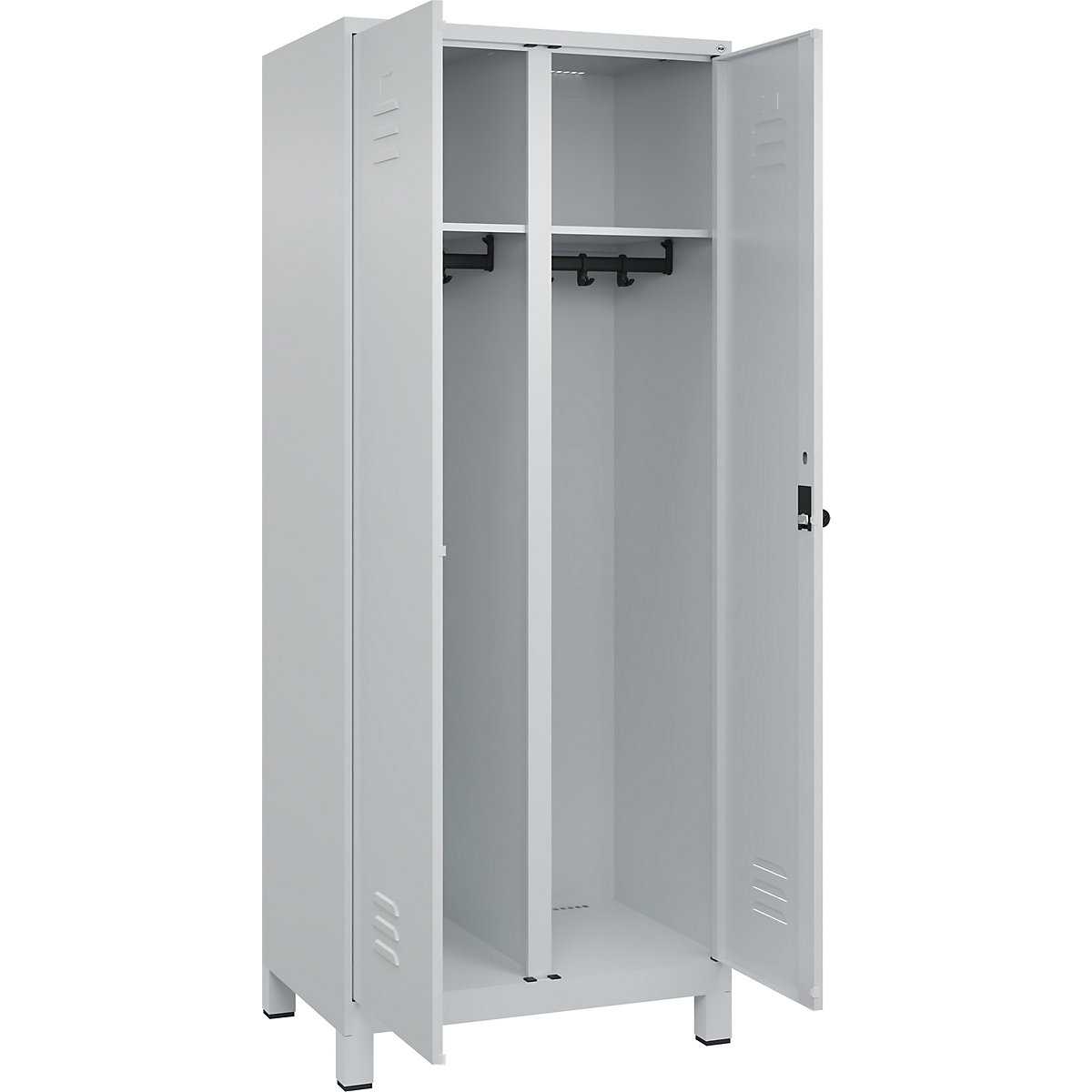 Armadietto sporco/pulito Classic PLUS – C+P, 1 scomparto, grigio chiaro, alt. x largh. 1950 x 800 mm, con piedini, serratura girevole-0