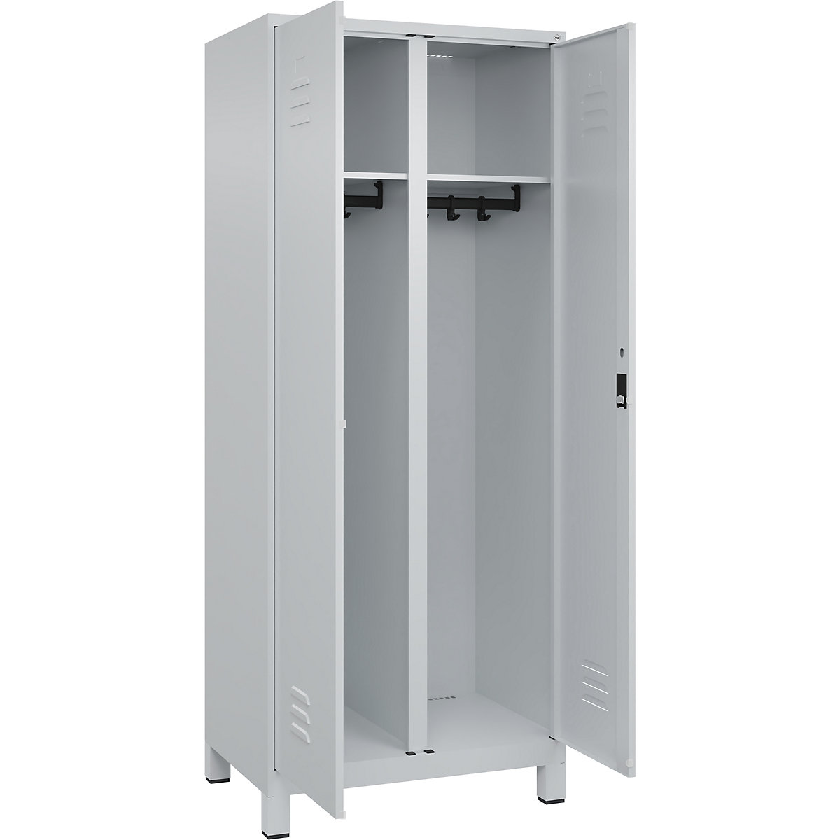 Armadietto sporco/pulito Classic PLUS – C+P, 1 scomparto, grigio chiaro, alt. x largh. 1950 x 800 mm, con piedini, serratura a cilindro-0