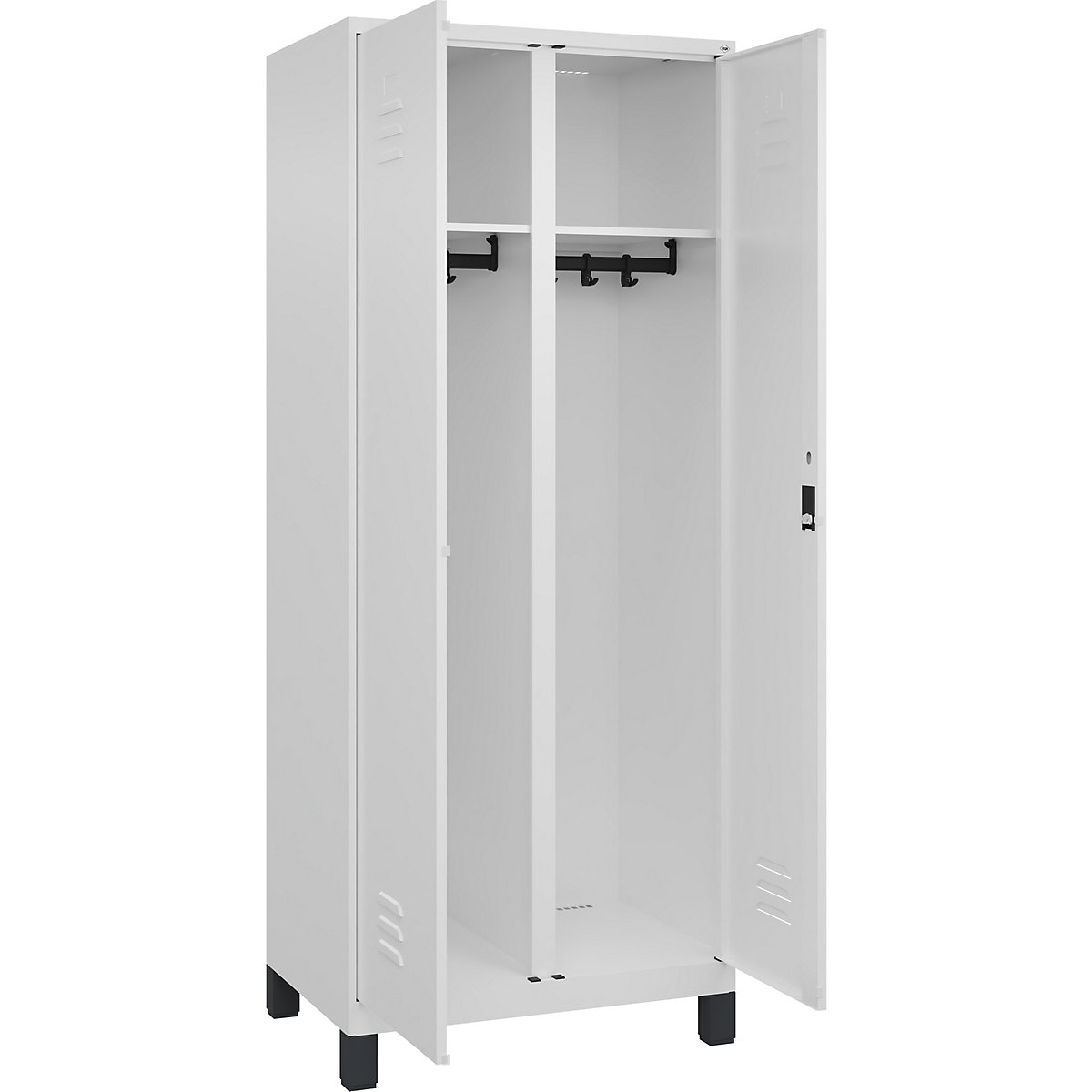 Armadietto sporco/pulito Classic PLUS – C+P, 1 scomparto, bianco traffico, alt. x largh. 1950 x 800 mm, con piedini, serratura a cilindro-0