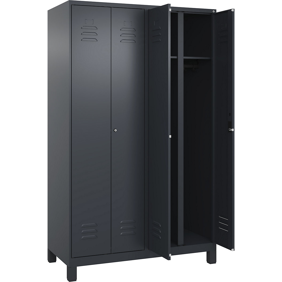 Armadietto sporco/pulito Classic PLUS – C+P, 2 scomparti, grigio, alt. x largh. 1950 x 1200 mm, con piedini, serratura a cilindro-0