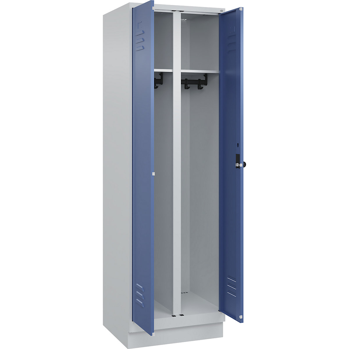 Armadietto sporco/pulito Classic PLUS – C+P, 1 scomparto, grigio chiaro / indaco, alt. x largh. 1950 x 600 mm, con zoccolino, serratura girevole-0