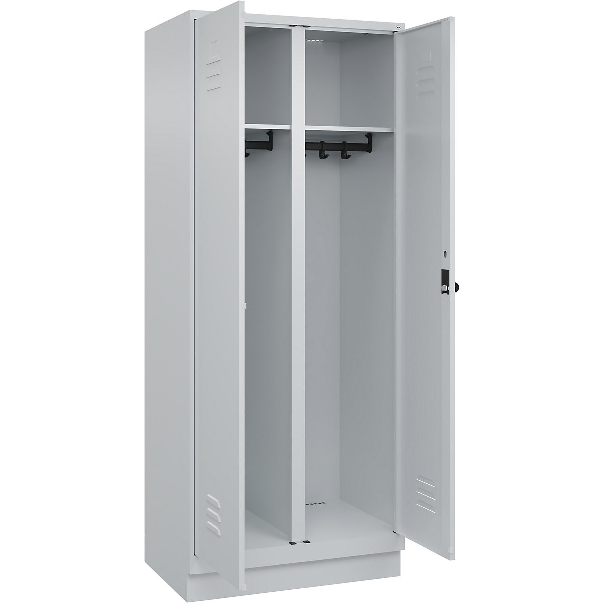 Armadietto sporco/pulito Classic PLUS – C+P, 1 scomparto, grigio chiaro, alt. x largh. 1950 x 800 mm, con zoccolino, serratura girevole-0