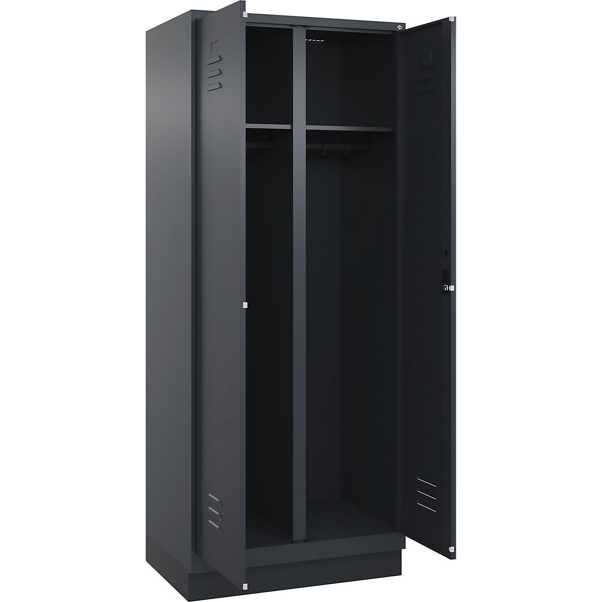 Armadietto sporco/pulito Classic PLUS – C+P, 1 scomparto, grigio, alt. x largh. 1950 x 800 mm, con zoccolino, serratura a cilindro-0