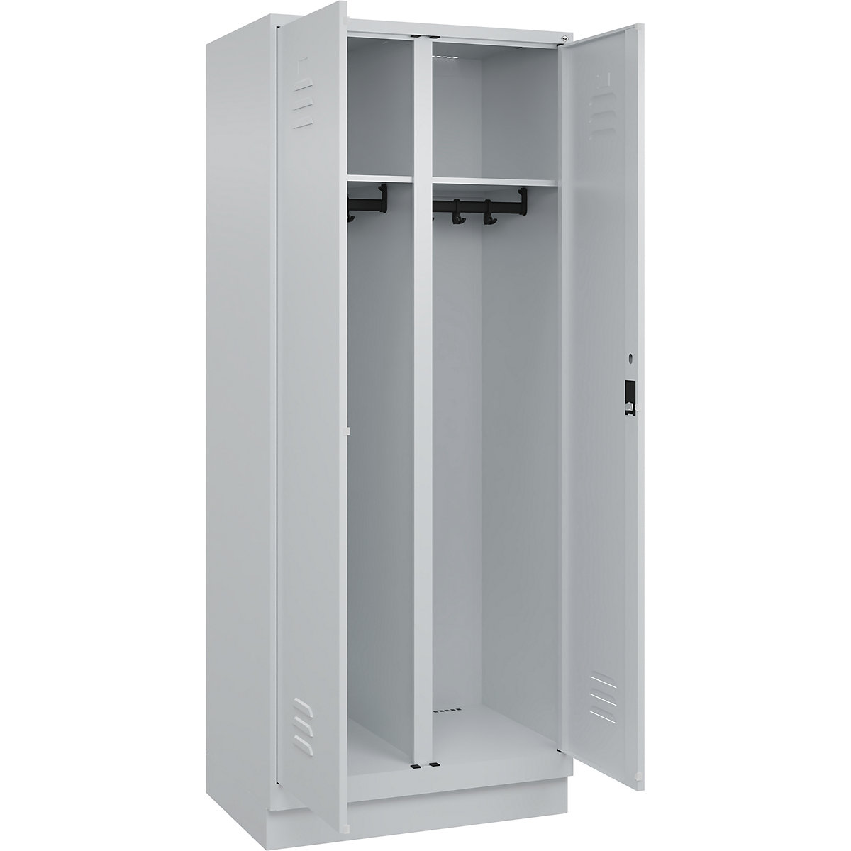 Armadietto sporco/pulito Classic PLUS – C+P, 1 scomparto, grigio chiaro, alt. x largh. 1950 x 800 mm, con zoccolino, serratura a cilindro-0